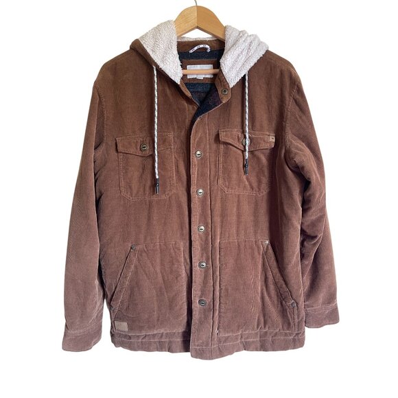RIPCURL Brown Corduroy Hooded Work Jacket Shacket Blanket Lined Size Smal - Picture 2 of 11